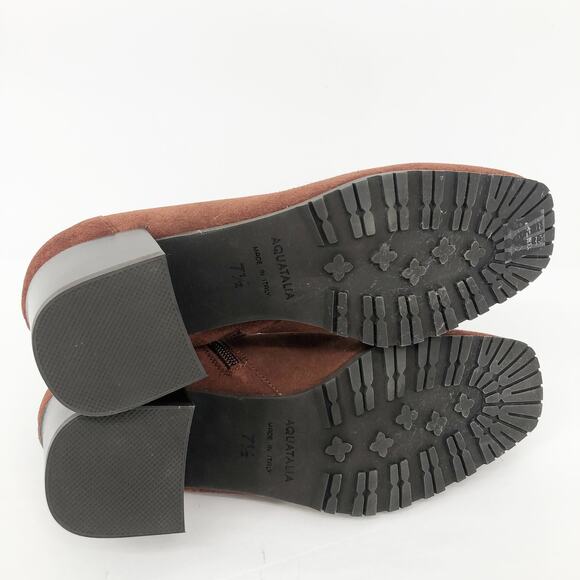 Aquatalia Womens Chelsea Boots 7.5 Brown Heeled Square Toe Suede Leather NWOB - Picture 8 of 10